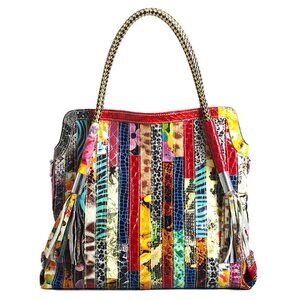 7814 Random Multicolor Purses and Handbags Leather Large Satchel Tote